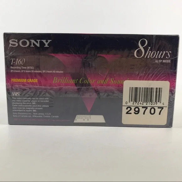 Sealed Sony T-160VE Premium Grade Blank VHS Tapes Made in USA 8 Hour Lot of 3 - Picture 4 of 14
